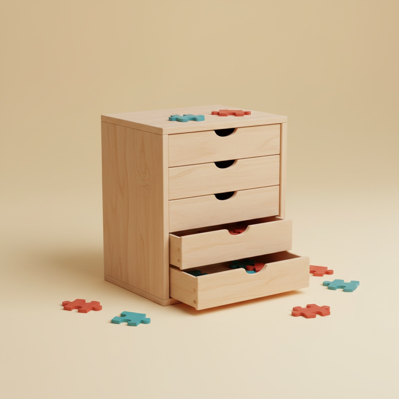 Meuble range-puzzle en bois